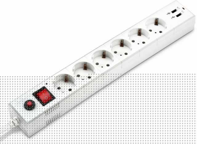 Удлинитель с сетевым фильтром 6х3м с заземл. 10А IP20 BU-SP3_USB_2A-W 2.2кВт CCA бел. BURO 992311