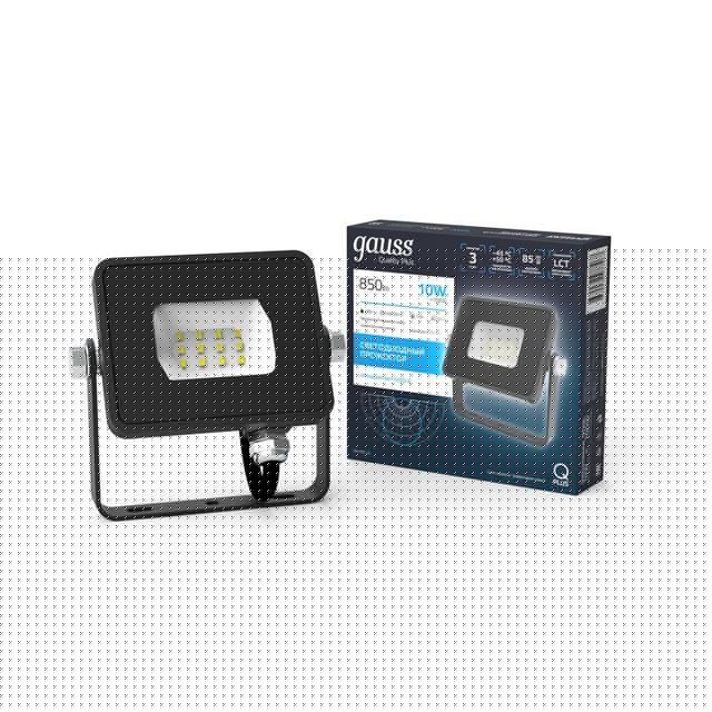 Прожектор светодиодный Qplus 10Вт 6500К IP65 850лм 200-240В ДО сер. GAUSS 690511310