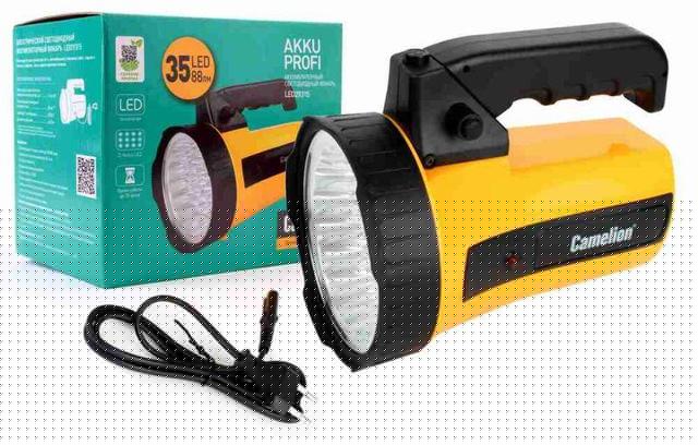 Фонарь аккумуляторный 35LED 29315 аккум. 6В 4А.ч 220В пластик. желт. (кор.) Camelion 10469