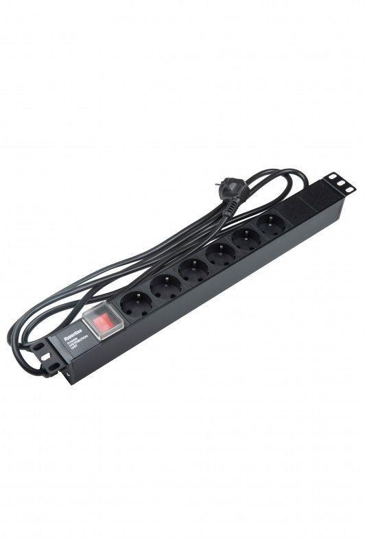 Блок розеток 6-м 16А SHE19-6SH-S-2.5EU Schuko горизонт. с выкл. шнур 2.5м Hyperline 397030