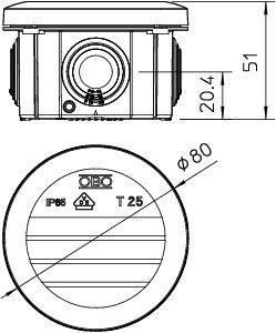 Коробка распределительная 80х51мм T25 KL OBO 2007430