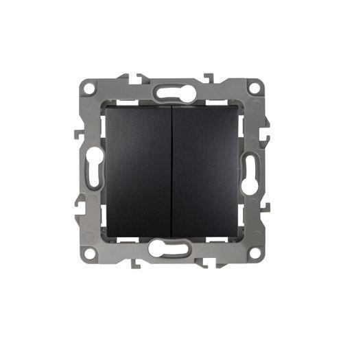 Выключатель 2-кл. СП Эра12 12-1004-05 10А IP20 250В 10AX без монтаж. лапок механизм антрацит Эра Б0014655