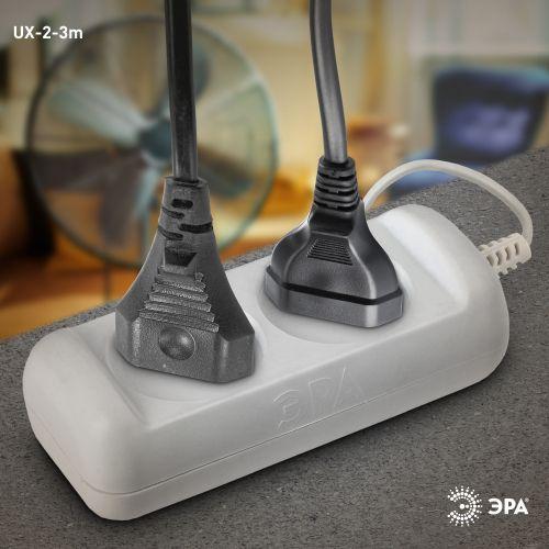 Удлинитель 2х3м без заземл. 6А IP20 UX-2-3m ШВВП 2х0.75 Эра Б0038558