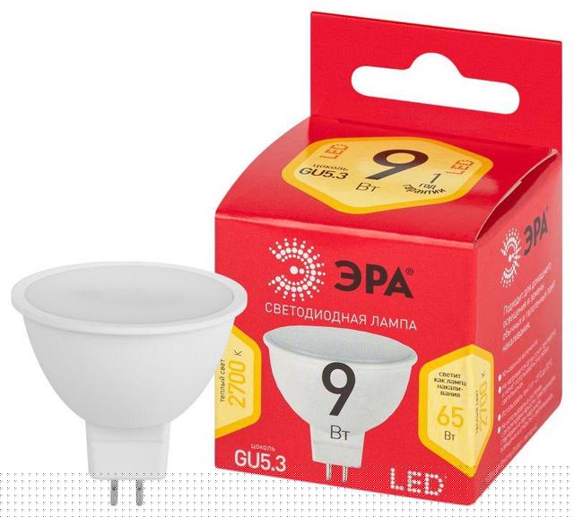 Лампа светодиодная RED LINE LED MR16-9W-827-GU5.3 R 9Вт софит тепл. бел. свет Эра Б0054239