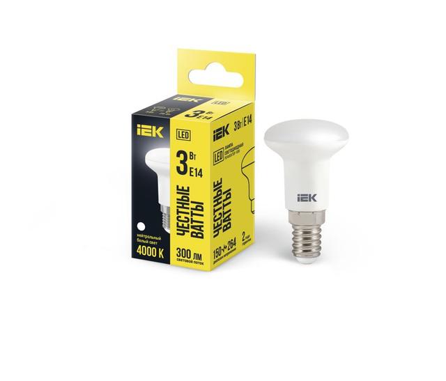 Лампа светодиодная Eco 3Вт R39 4000К нейтр. бел. E14 270лм 230-240В IEK LLE-R39-3-230-40-E14