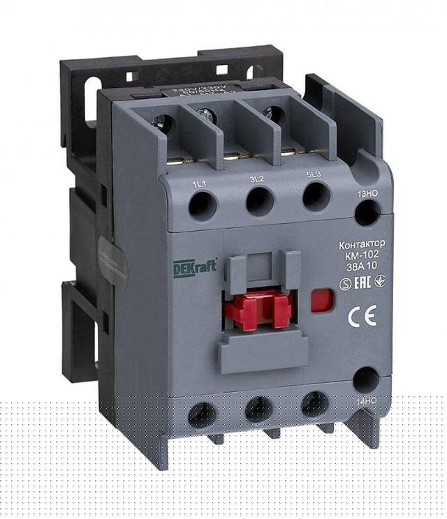Контактор КМ-102 38А кат. 220В/230В AC 1НО AC-3 AC-4 DEKraft 22313DEK