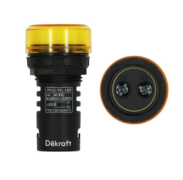 Лампа коммутационная ADDS ЛК-22 d22мм 24В AC/DC желт. LED DEKraft 25067DEK