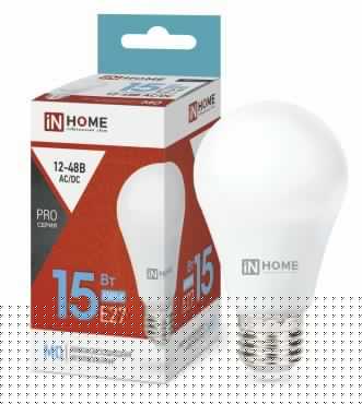 Лампа светодиодная низковольтная LED-MO-PRO 15Вт грушевидная 6500К холод. бел. E27 1200лм 12-48В IN HOME 4690612036366