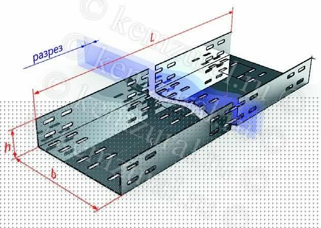 Лоток листовой перфорированный 400х65 1.2мм ЛМ цУХЛ1 с соединителями и метизами КЭМЗ 101 403324 4i