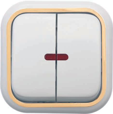 Выключатель 2-кл. ОП Валентина 10А IP20 с индикацией бел./зол. Кунцево 7637