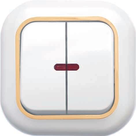 Выключатель 2-кл. СП Валентина 10А IP20 С56-175 с индикацией бел./зол. Кунцево 7650