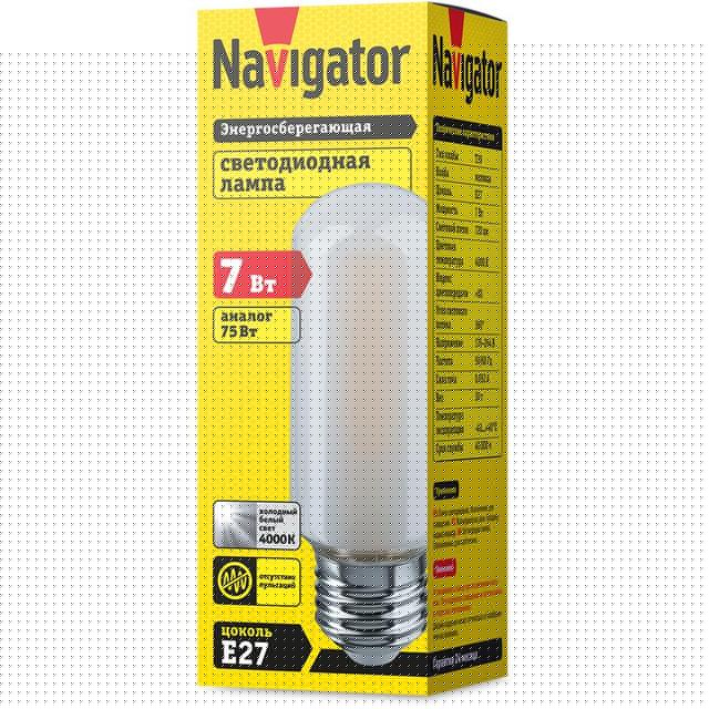 Лампа светодиодная филаментная 14 440 NLL-F-T39-7-230-4K-E27-FR FILAMENT матовая E27 176-264В 110мм Navigator 14440