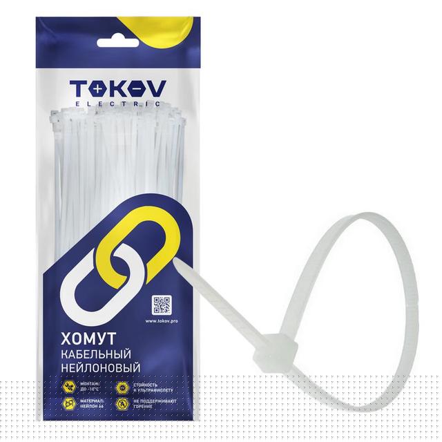 Хомут кабельный нейлоновый бел. 3.6х250 (уп.100шт) TOKOV ELECTRIC TKE-HNS-3.6-250-W/100