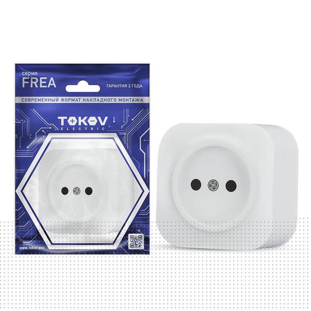 Розетка 1-м ОП Frea 16А IP20 250В без заземл. АБС-пластик бел. TOKOV ELECTRIC TKE-FR-R1-C01