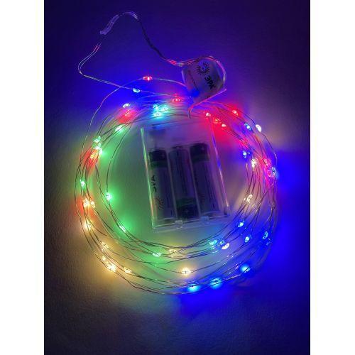 Гирлянда светодиодная "Нить" 5м 50LED IP20 мультиколор АА ЭРА Б0047959